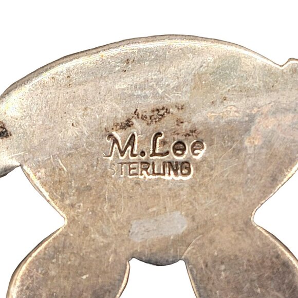 M Lee Navajo Artist Roadrunner Pendant Brooch Charoite Spiny Oyster Sterling 925 - Picture 5 of 5